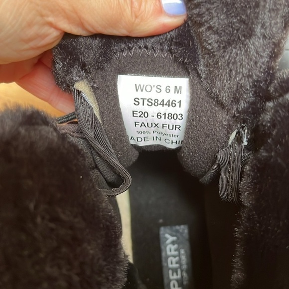 NWOB Sperry Women’s Pacifica Alpine Rain Boot Black Corduory/Faux Fur size 6 - Picture 6 of 8